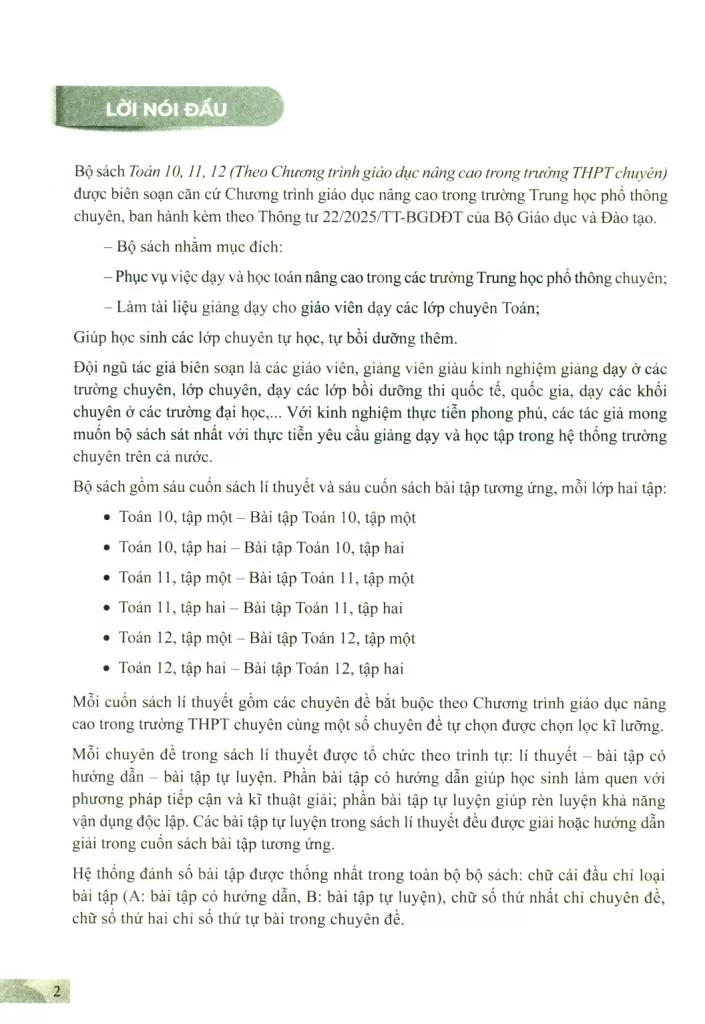 TOÁN 10 - TẬP MỘT (Theo chương trình giáo dục nâng cao trong trường THPT chuyên)